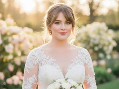 a bride with round-shaped face