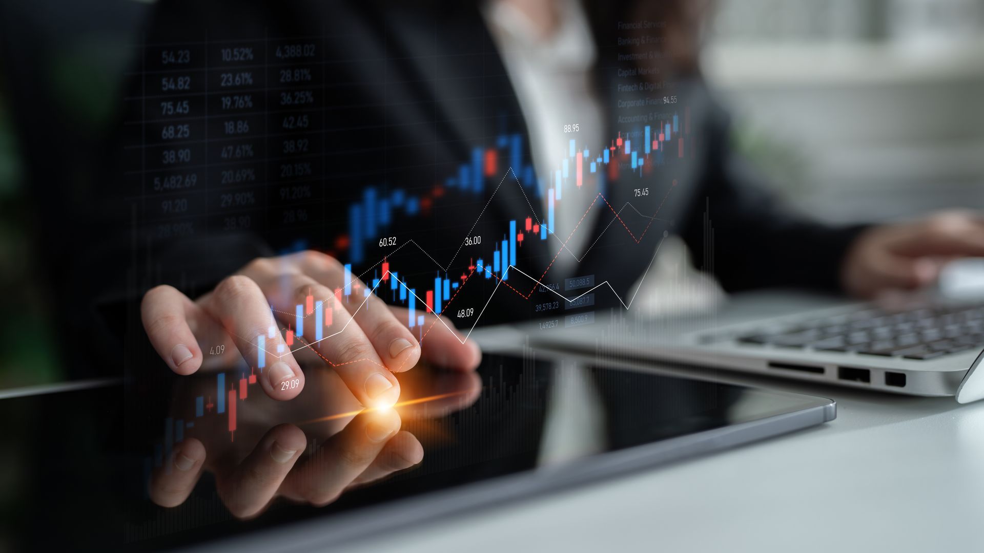Candlestick chart visualizing financial market trends.