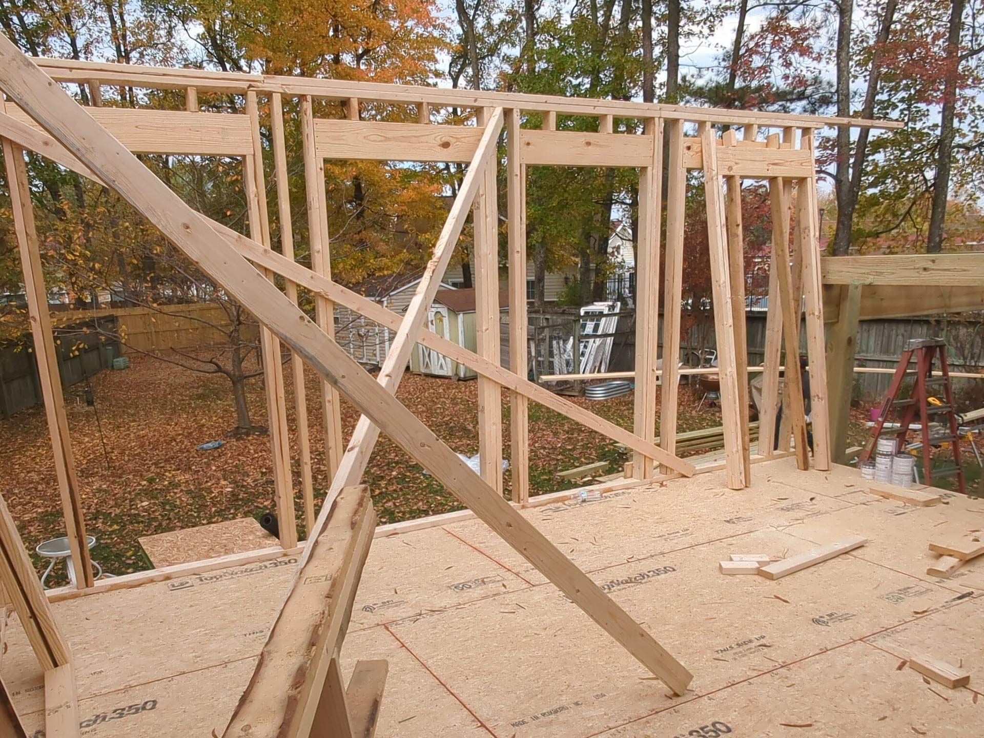 A house is being built with a lot of wood