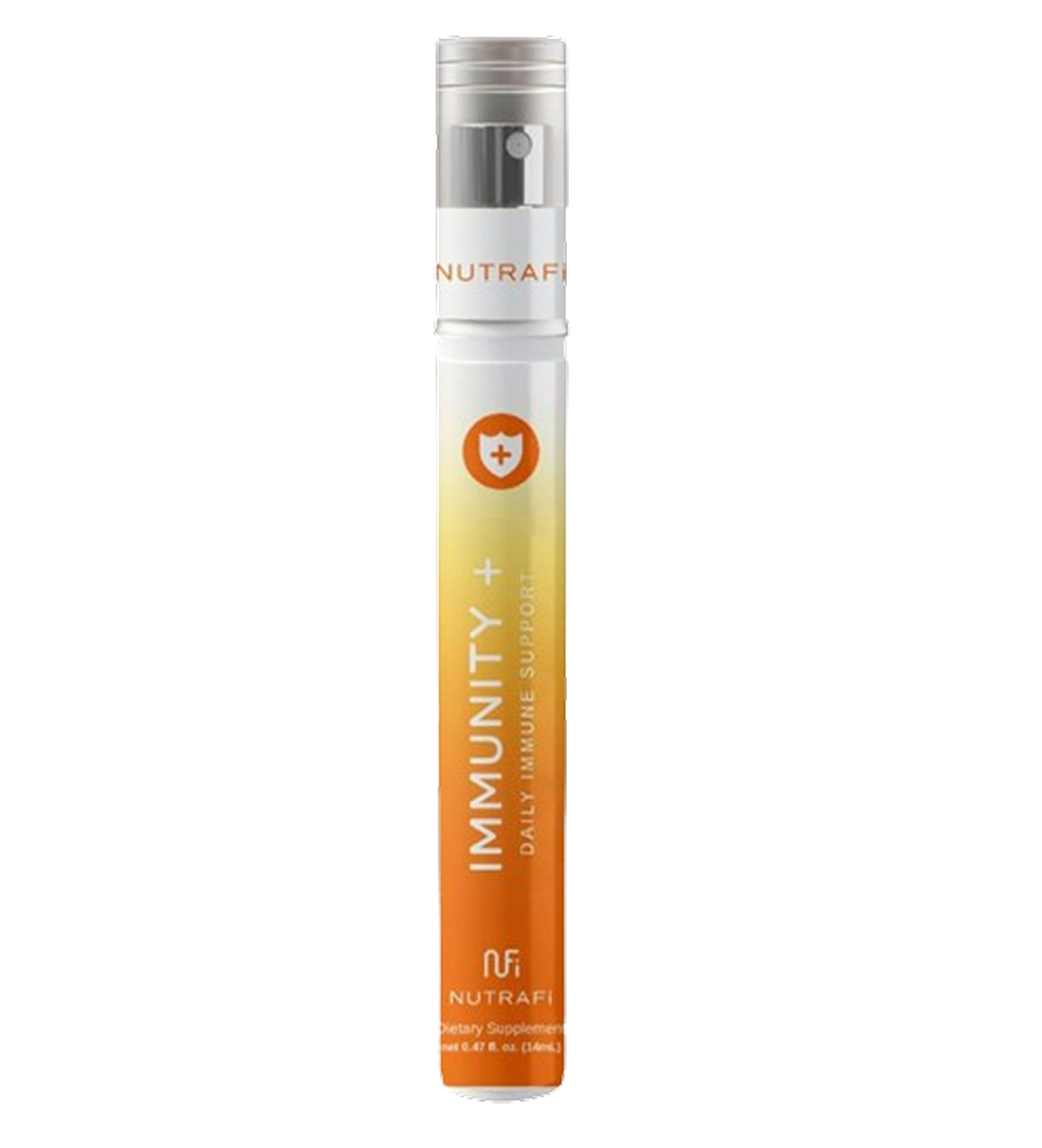 Nutrafii Immunity+ daily serum in a white, orange, and yellow tube.