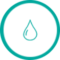 Teal circle with water droplet icon.