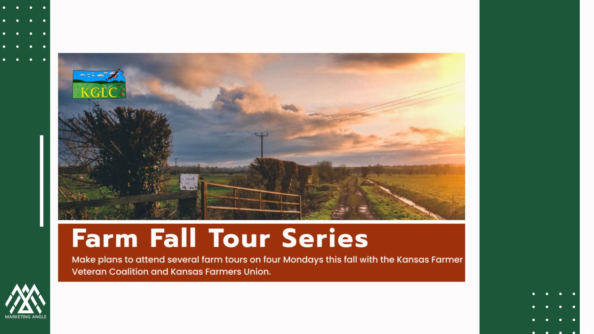 A poster for a farm fall tour series with a picture of a field.