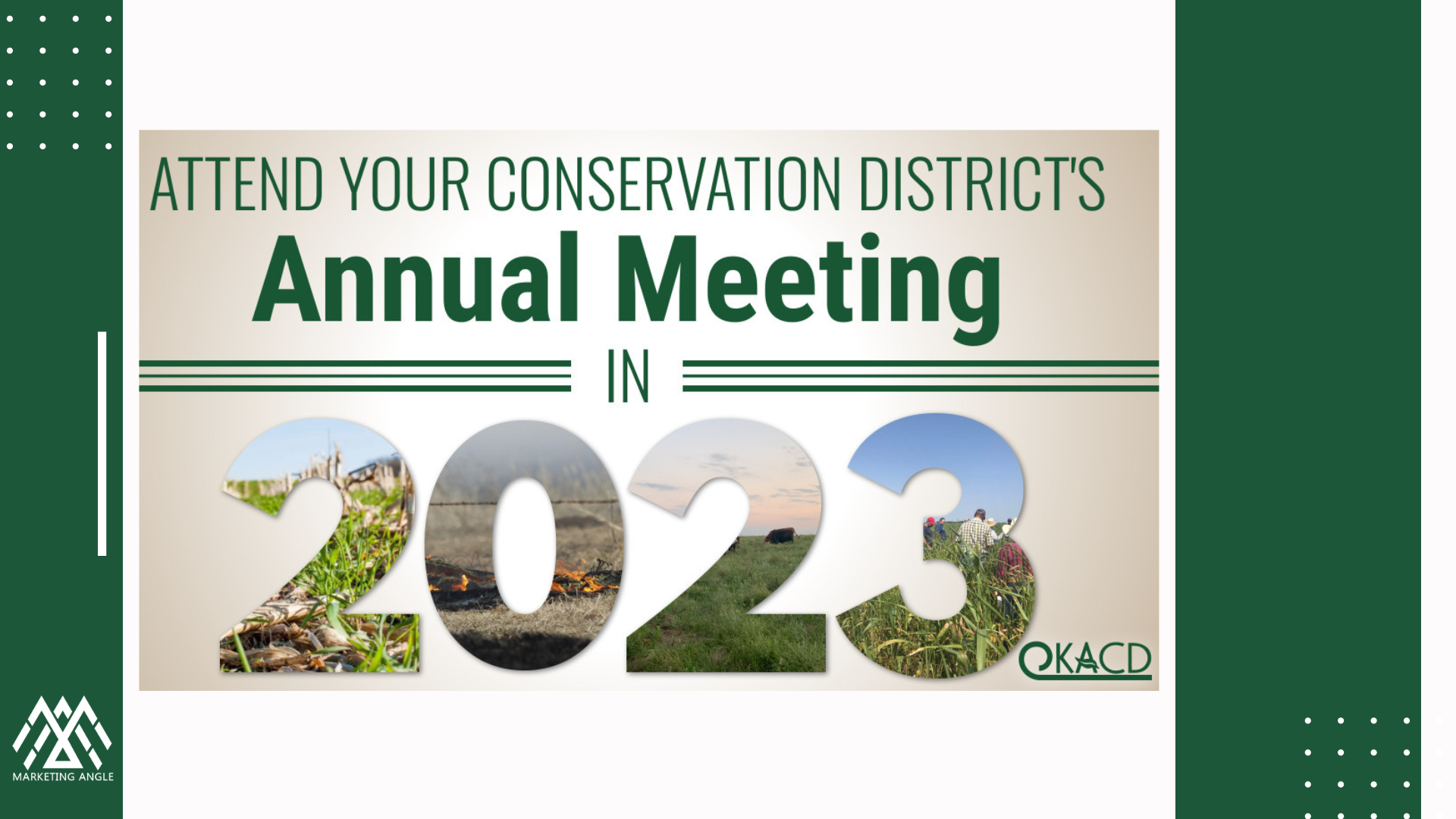 A poster that says attend your conservation district 's annual meeting in 2023