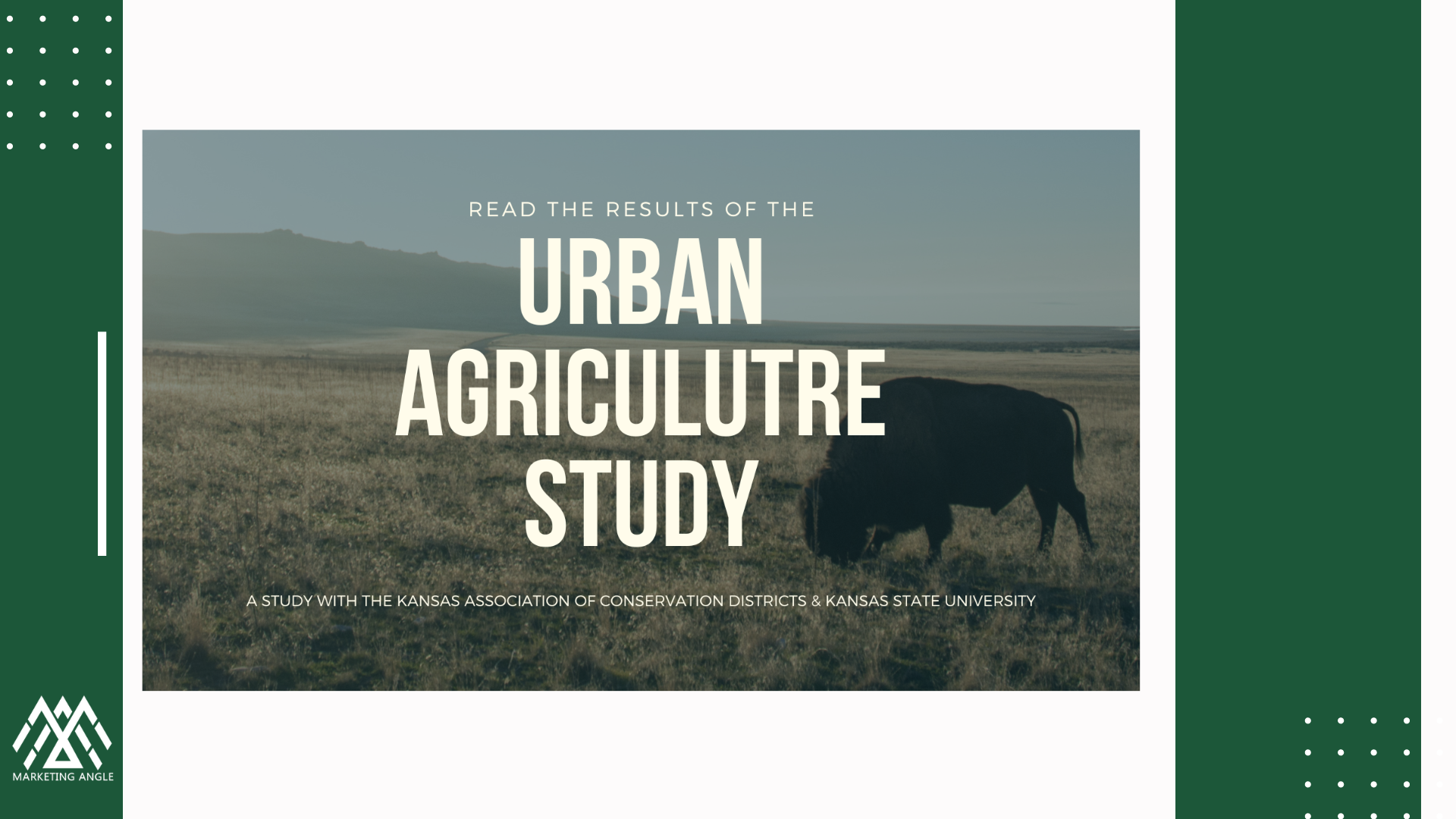 A poster for urban agriculture study with a cow grazing in a field.