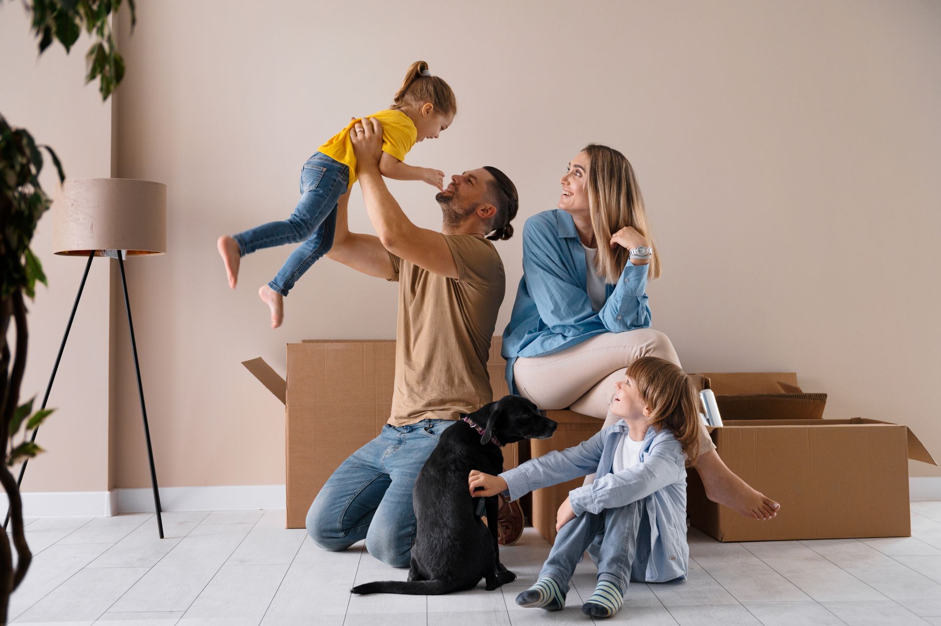 Happy family moving in