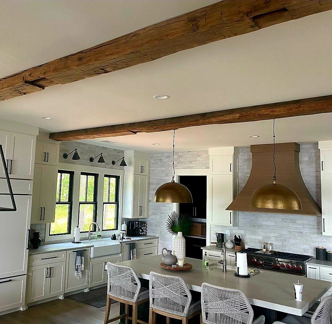 Hand hewn beams - wire brushed