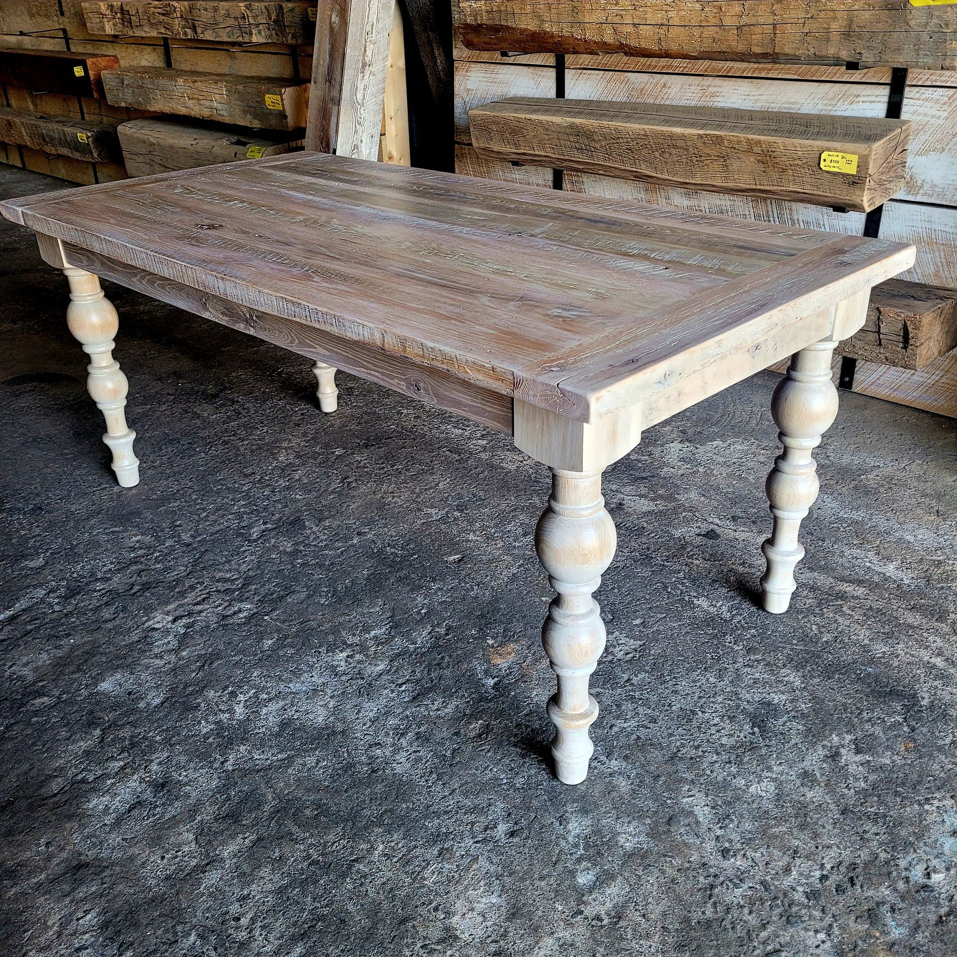 white oak white washed farmhouse table