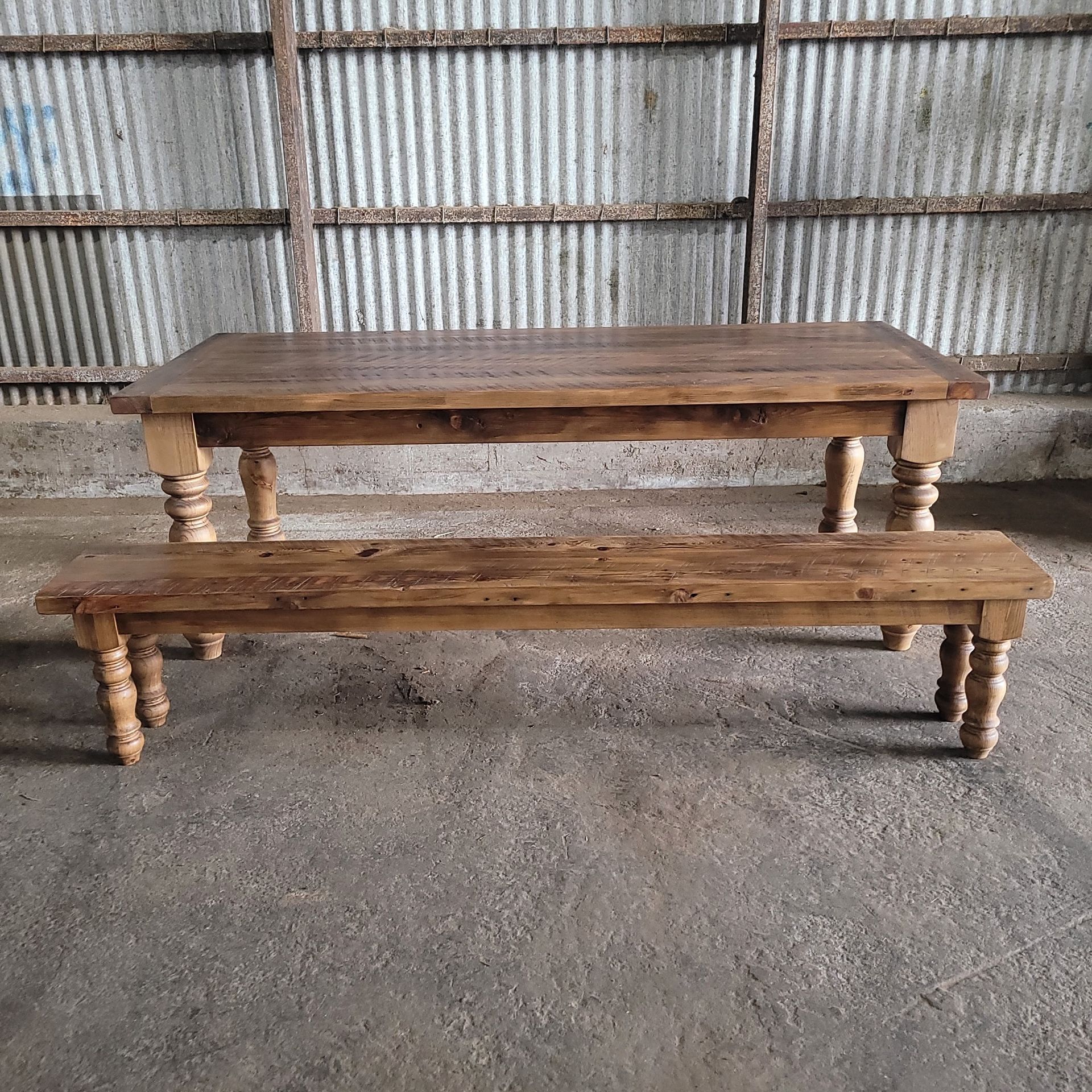reclaimed heart pine farmhouse table