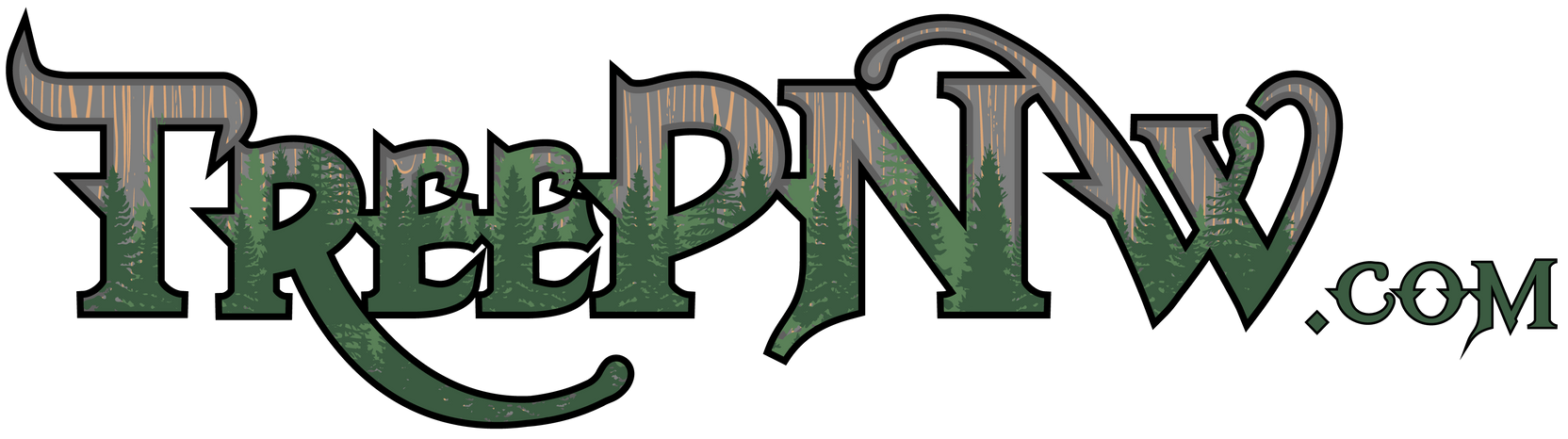 All About Trees logo with green text and a black tree with roots and colorful leaves