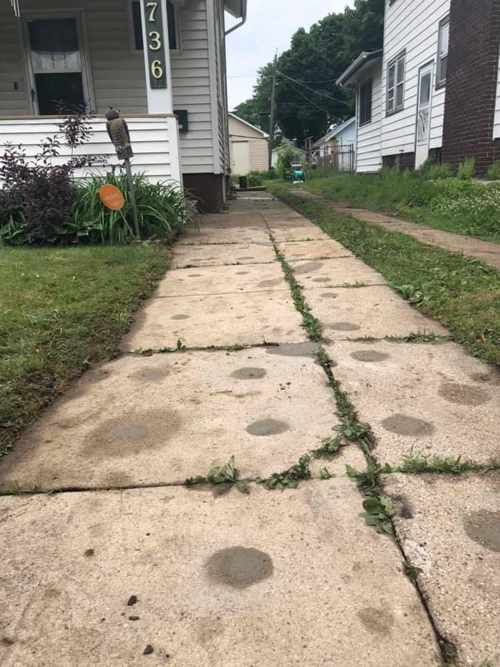 Walkway with Repair Marks — Rockford, IL — Northern Illinois Concrete Lifting