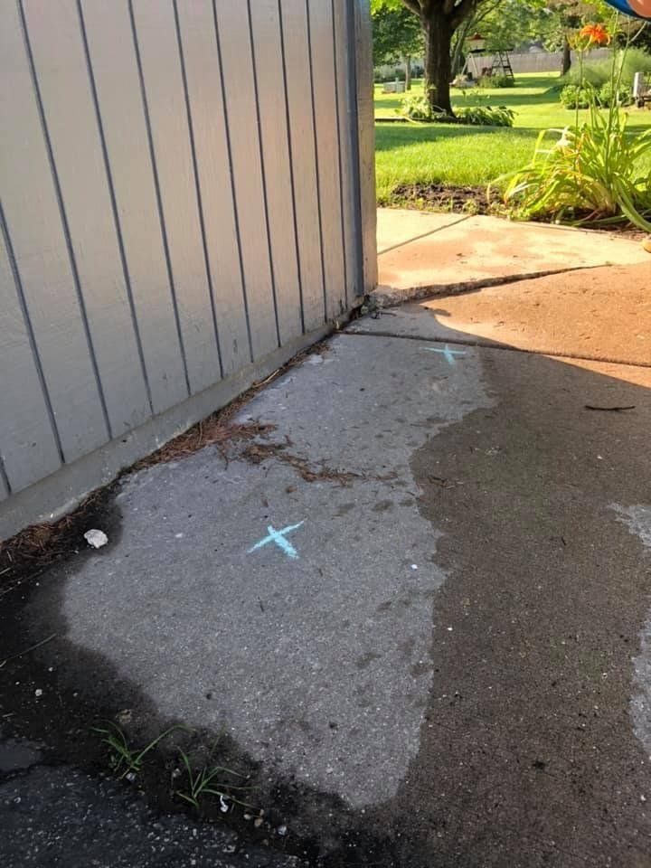 Side Garage Sidewalk with Markings — Rockford, IL — Northern Illinois Concrete Lifting