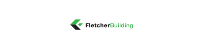 Fletcher Building logo: green and black angled arrow pointing right, with
