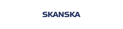 The Skanska logo with dark blue text on a white background.