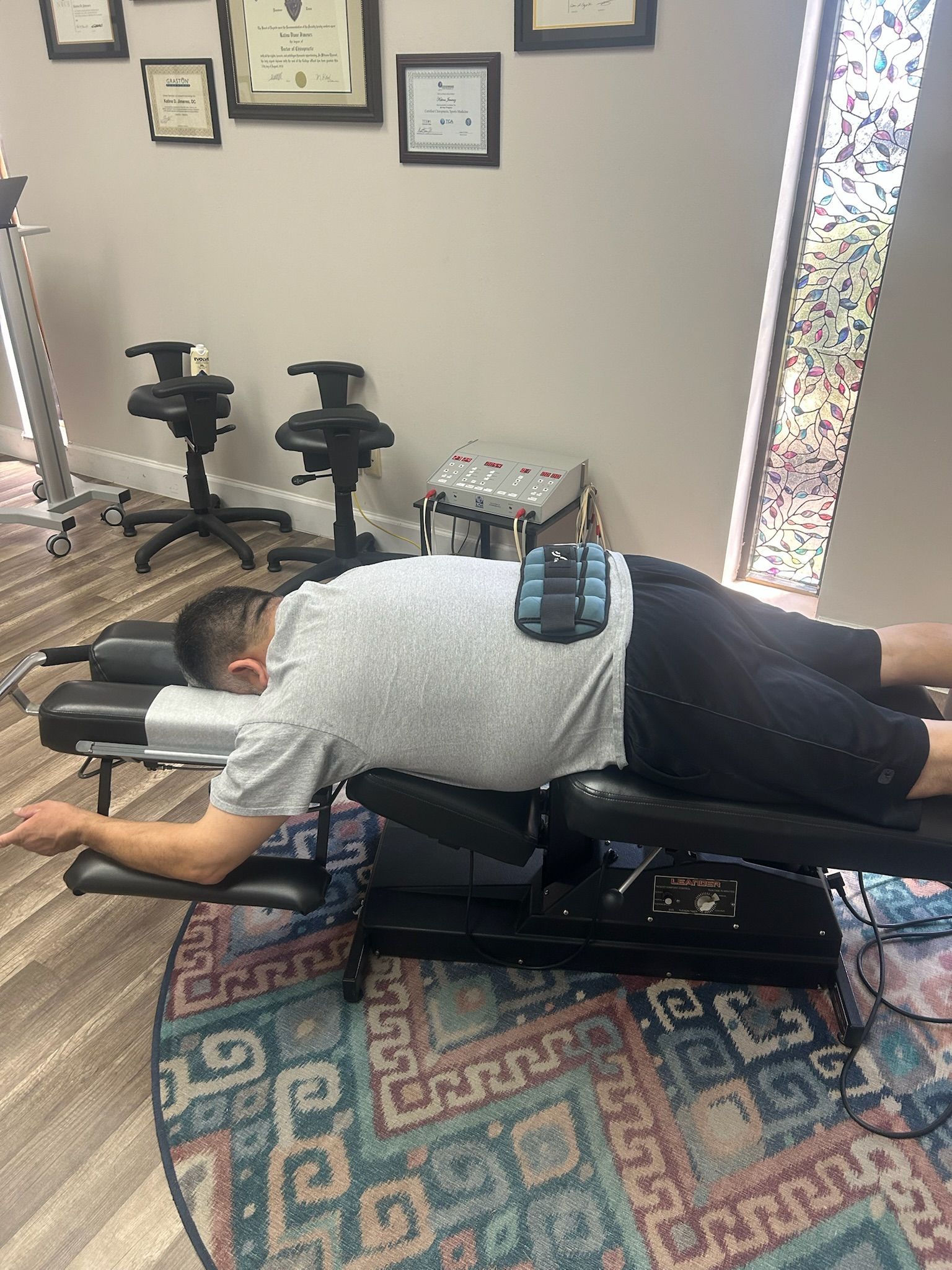 Patient receiving gentle post-accident neck care at Champion Chiropractic of Pasadena in Pasadena, TX for faster recovery.
