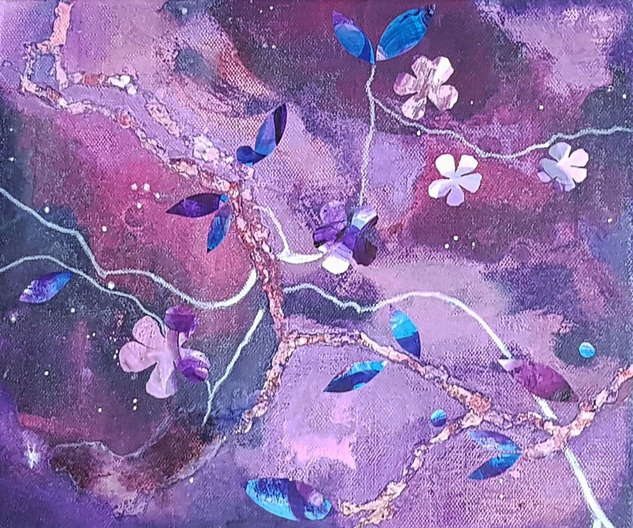 Acrylmalerei und Collage mit dem Titel: 