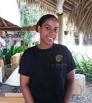 Woman wearing a black shirt with