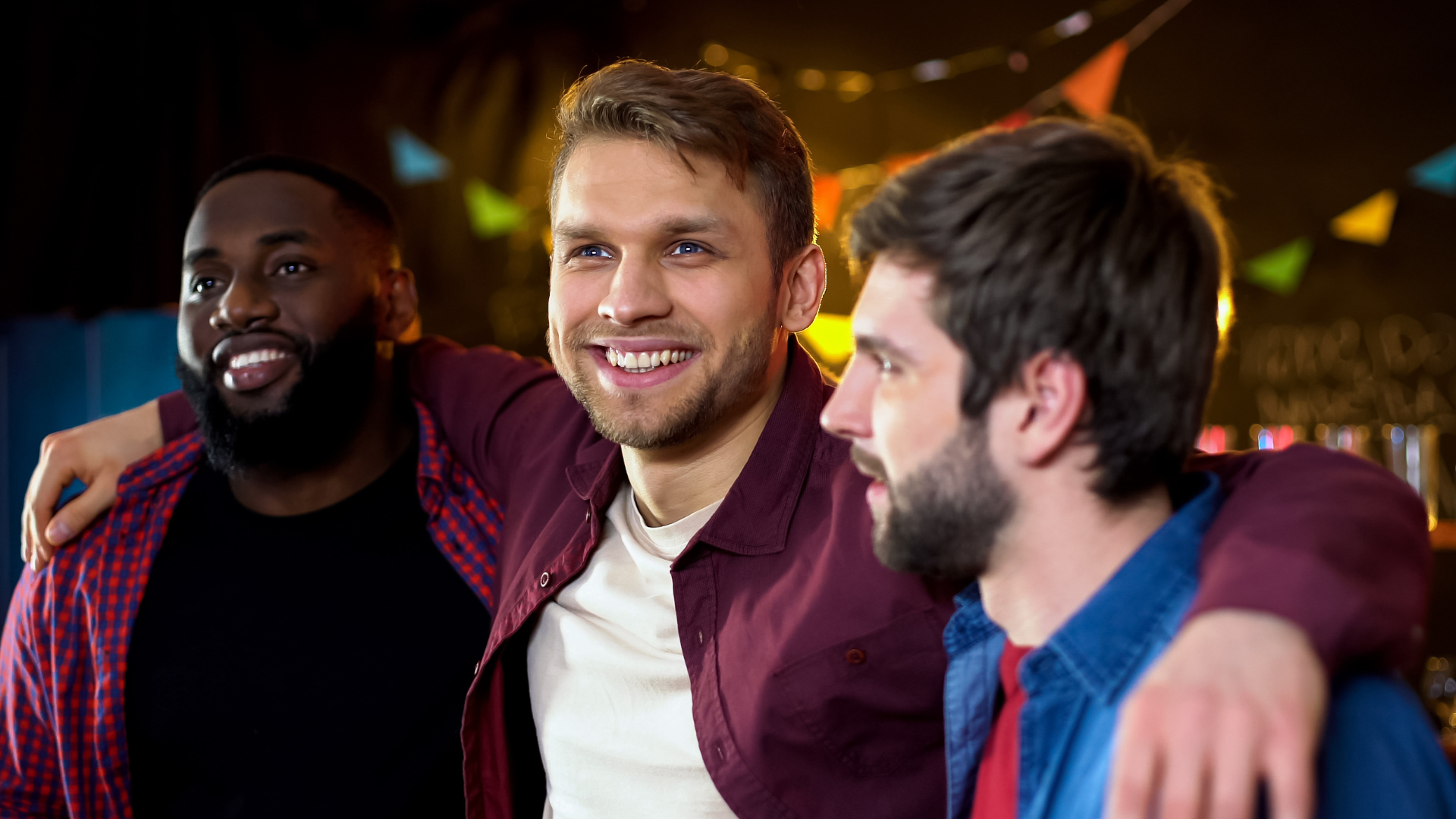 The word bachelor party is written on a yellow background