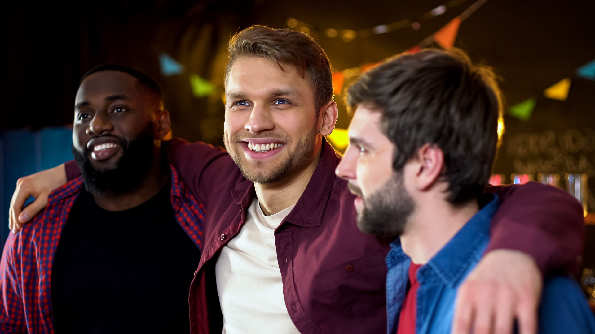The word bachelor party is written on a yellow background