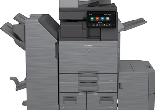 a multi - function printer with a grey background.