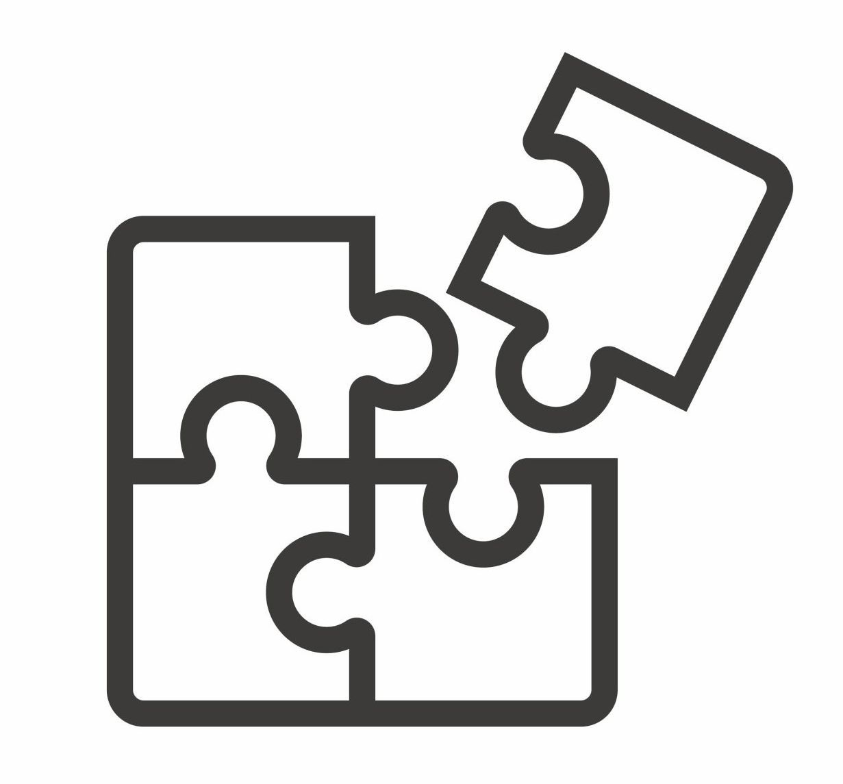 a jigsaw puzzle icon on a white background.