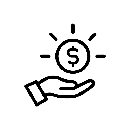 Expense control represented by a hand holding a dollar sign on a black background.