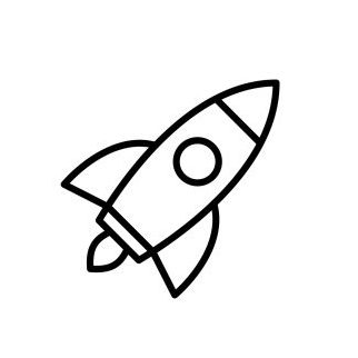 A visually striking rocket ship icon on a clean white background, symbolizing effective communications.