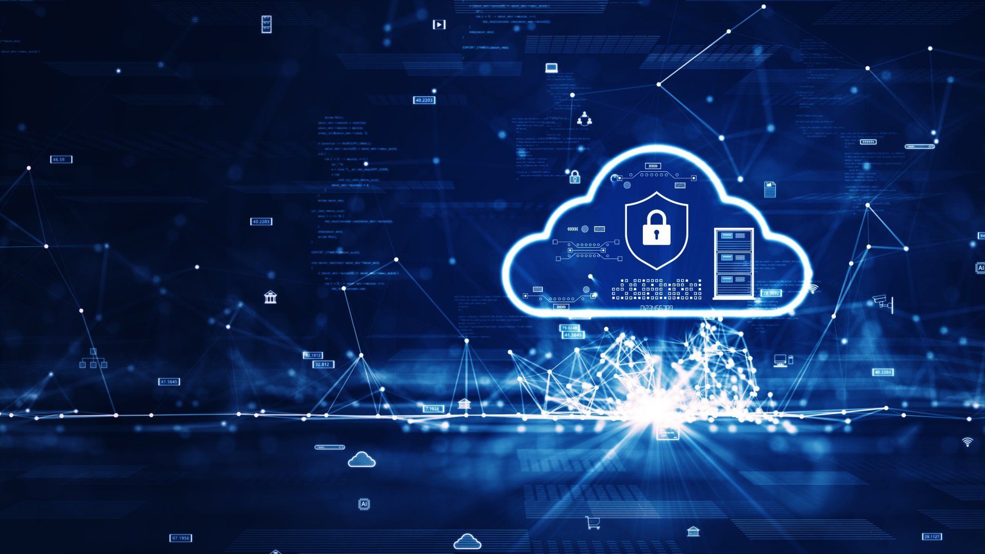 An image of a cloud with a secure lock represents the integrity of cloud services.