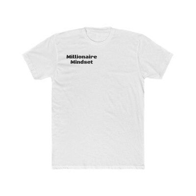 A white t-shirt with the words `` millionaire mindset '' on it.