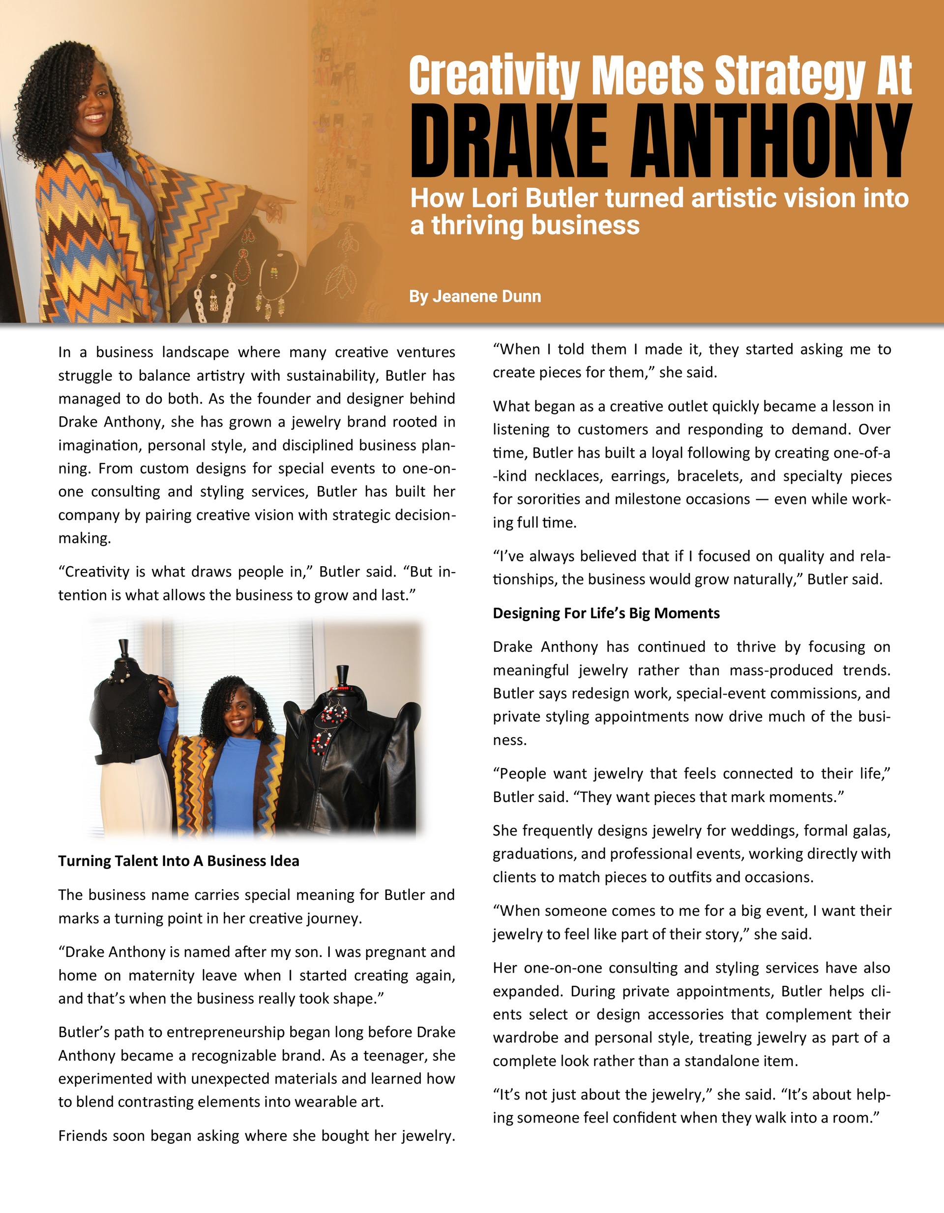 Momma Flo's food truck article. Photo of couple, food truck and text about faith, family and flavor.