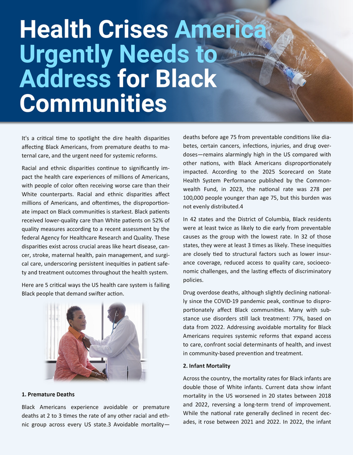 Text and photo about health equity. Hands joined; Obama quote.