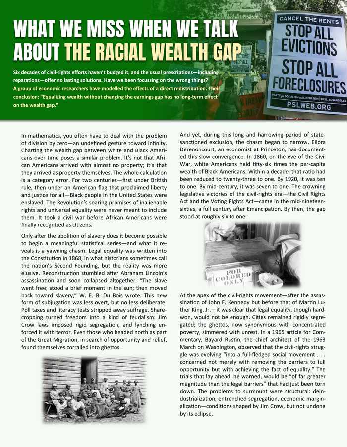 A newspaper article about the current state of black financial literacy