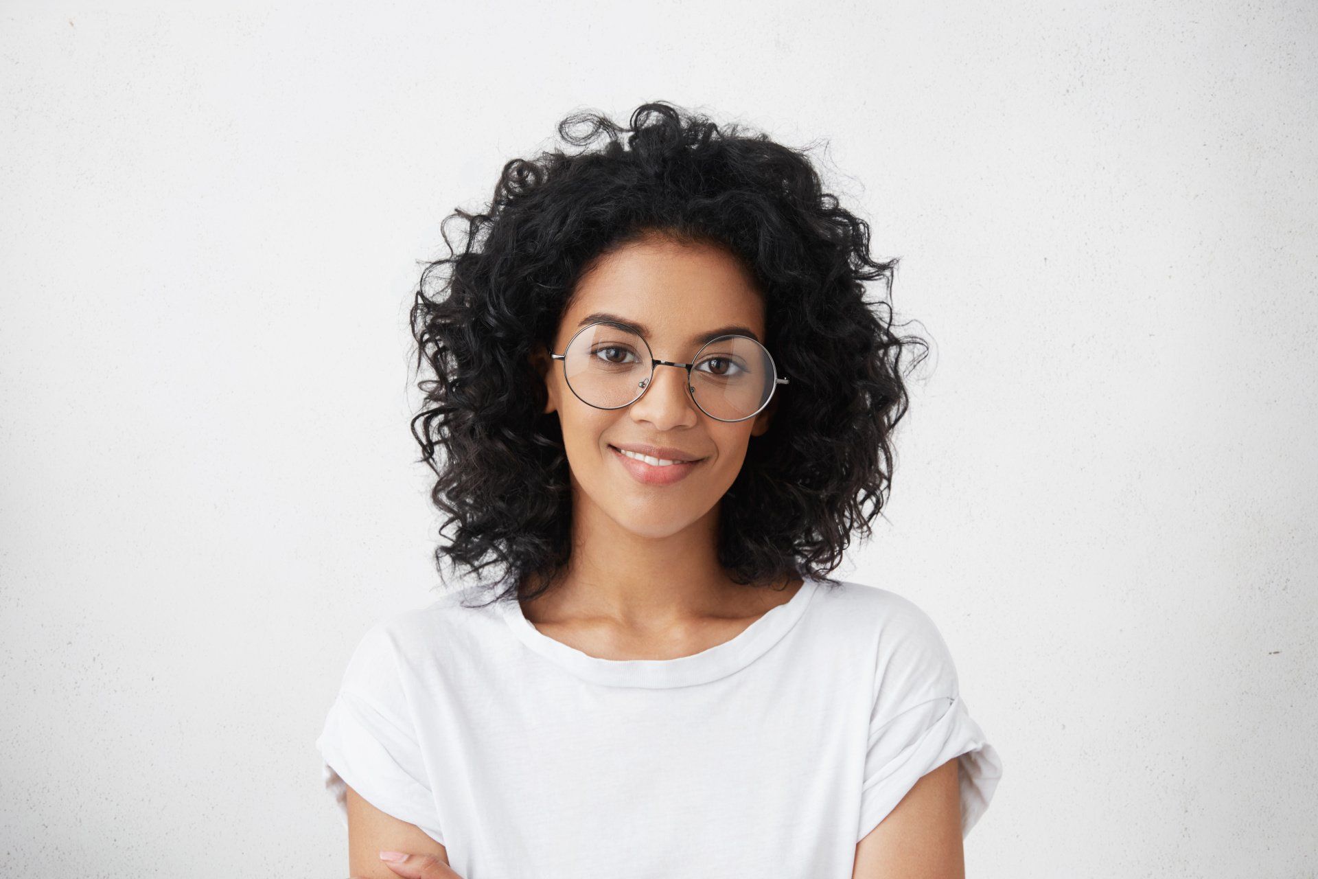 young woman with glasses