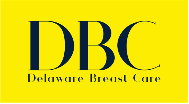 logo for Delaware Breast care with navy DBC text on yellow background