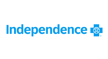The independence logo is blue and white and has a cross on it.