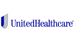 The united healthcare logo is blue and white on a white background.