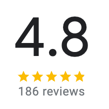 4. 8-star rating based on 186 reviews. Five gold stars are displayed.