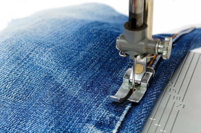 Sewing Machine on Jeans Fabric - Dry Cleaners in Dubbo, NSW