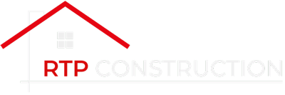 Logo for RTP Construction: red roof graphic with 