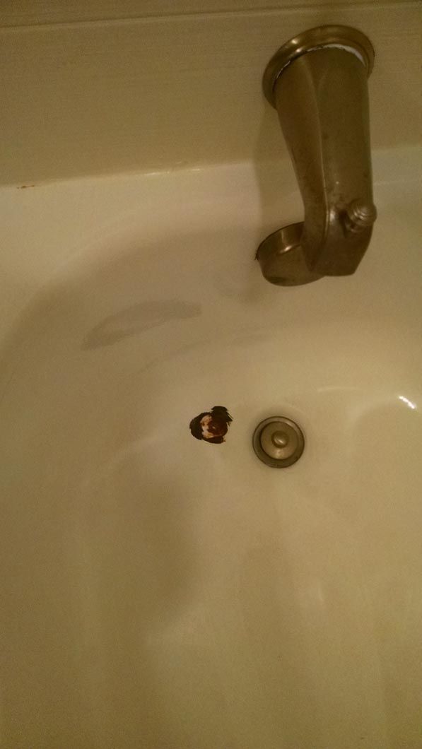 a close up of a bathtub with a faucet and drain .