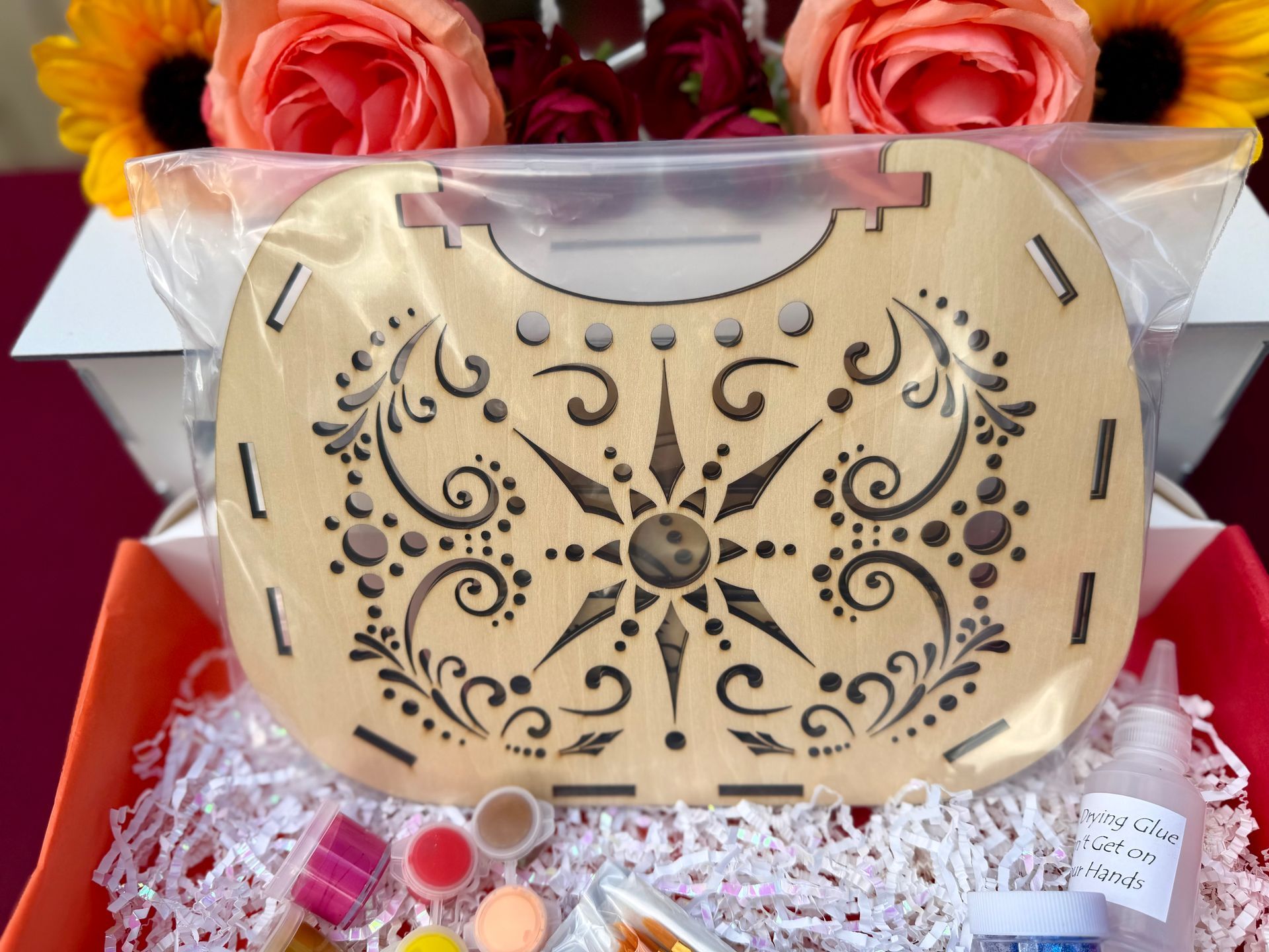 Sun Mandala Wooden Purse DIY Kit