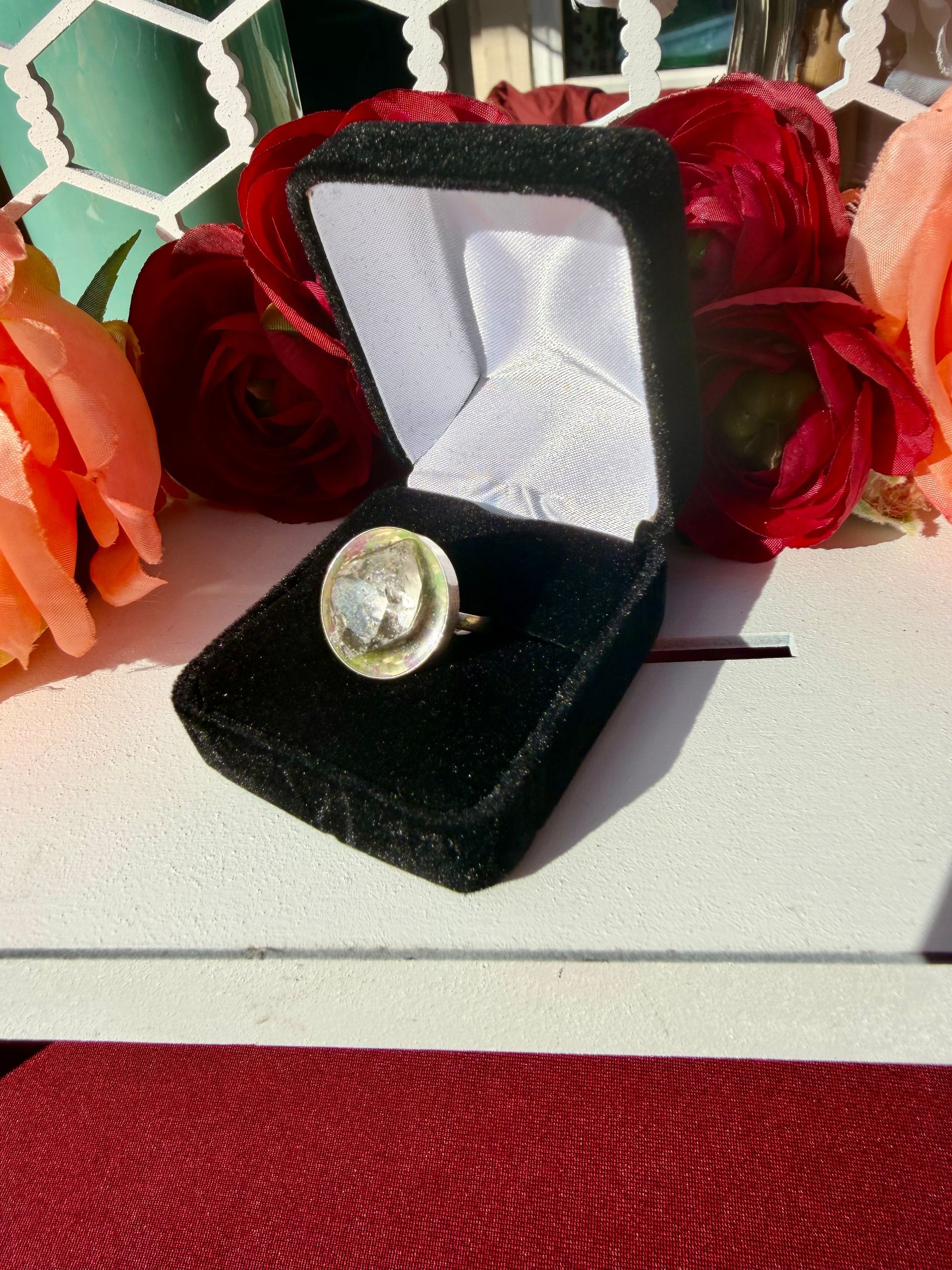 Size 6 Sterling Silver Ring With Herkimer Diamond