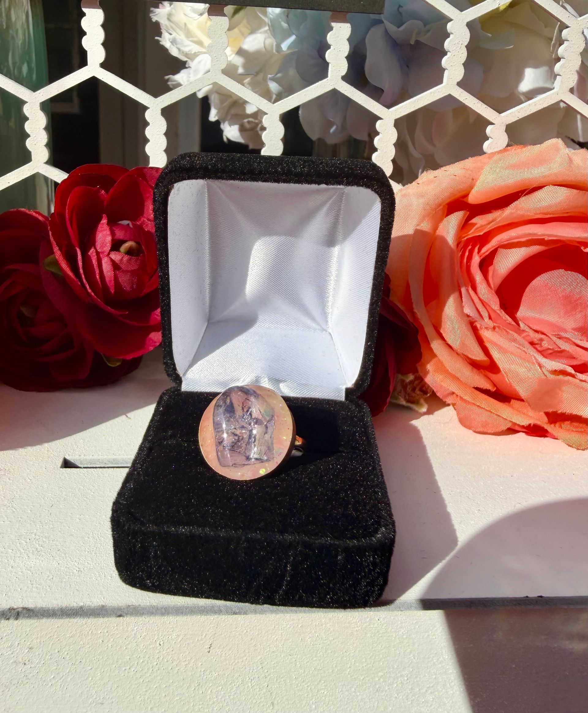 Size 6 Sterling Silver Ring With Blue Aurora Quartz