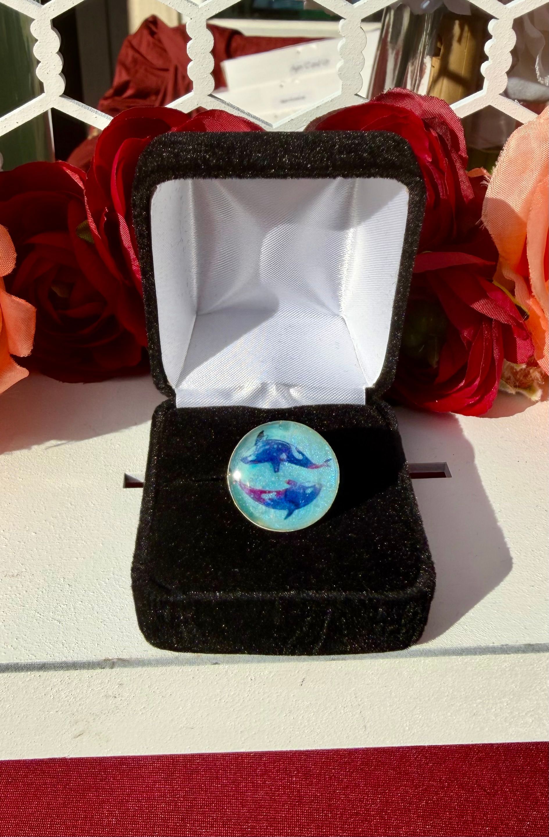 Size 8 Sterling Silver Ring With Orca Ying Yang