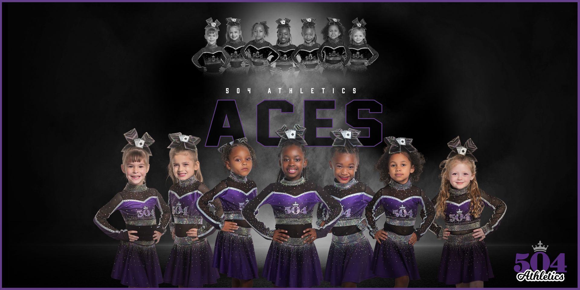 A group of cheerleaders are posing for a picture.