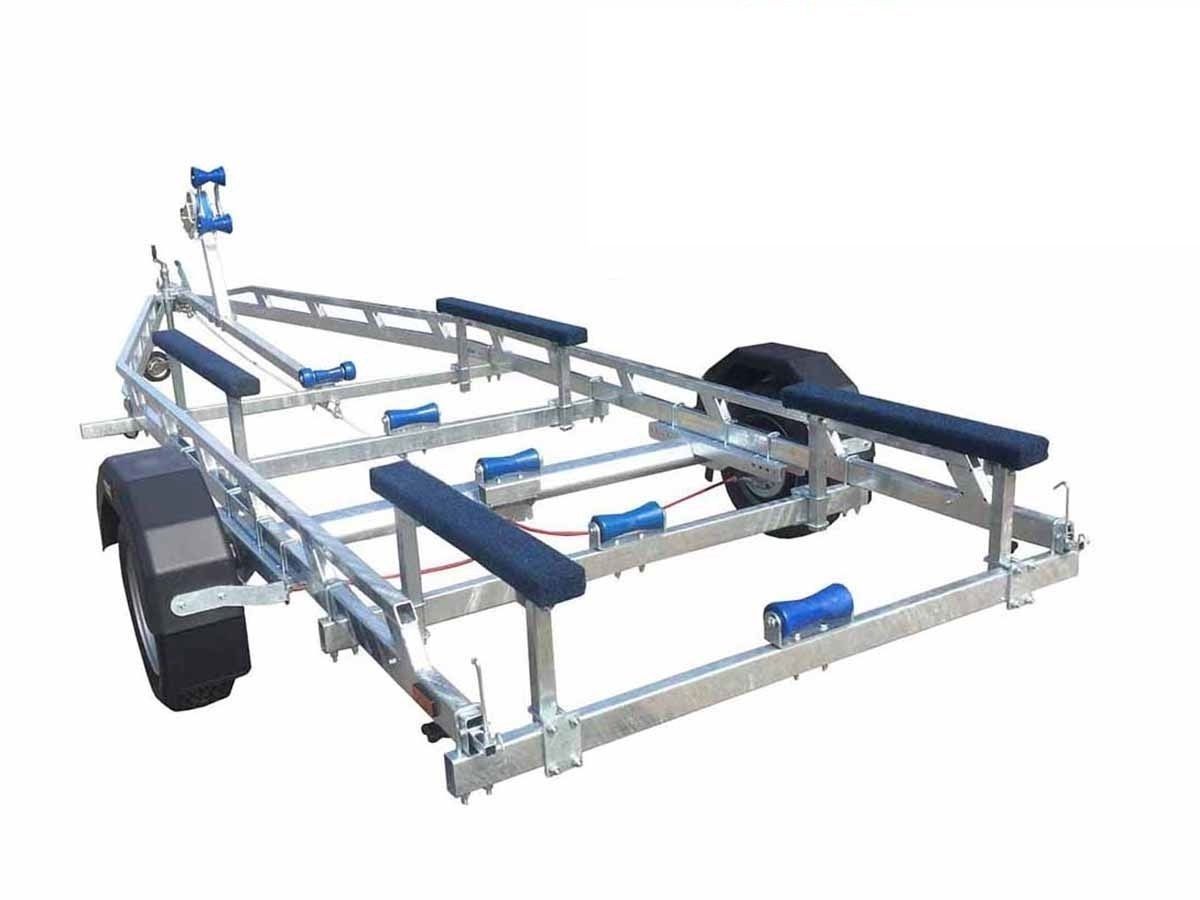 a boat trailer is shown on a white background .