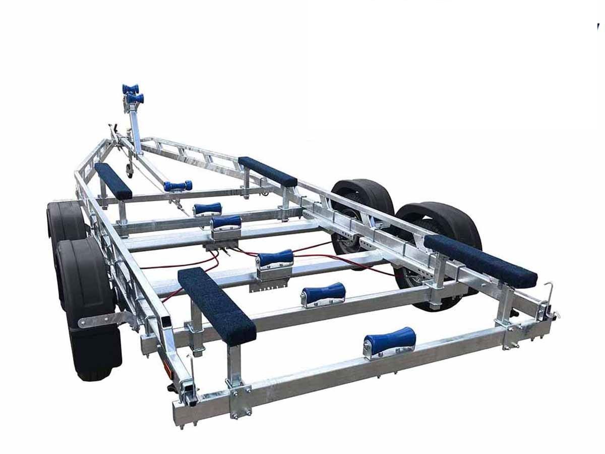 a boat trailer is shown on a white background .