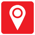 a red square with a white envelope in it .