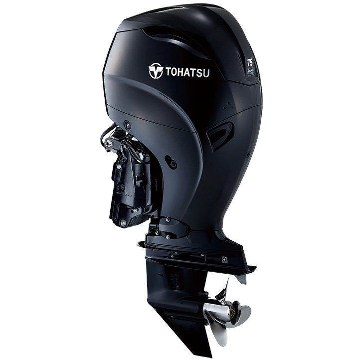 a tohatsu outboard motor is shown on a white background .