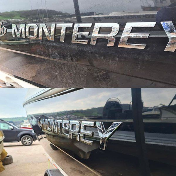 the word monterey is on the back of a truck
