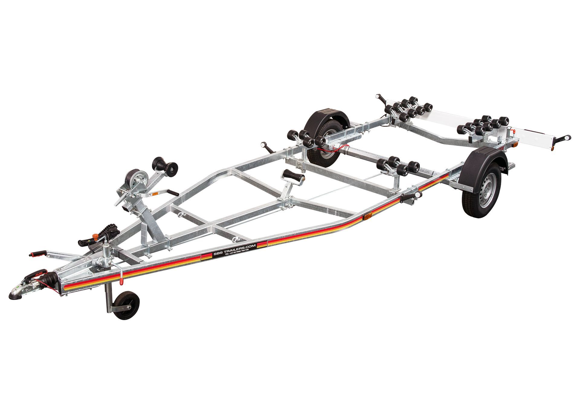 a boat trailer is shown on a white background .